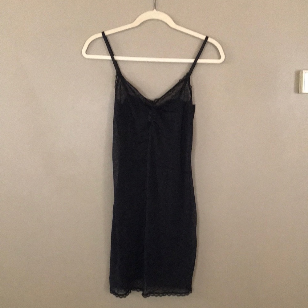 Aerie Black Sheer Lace Slip Dress Size L